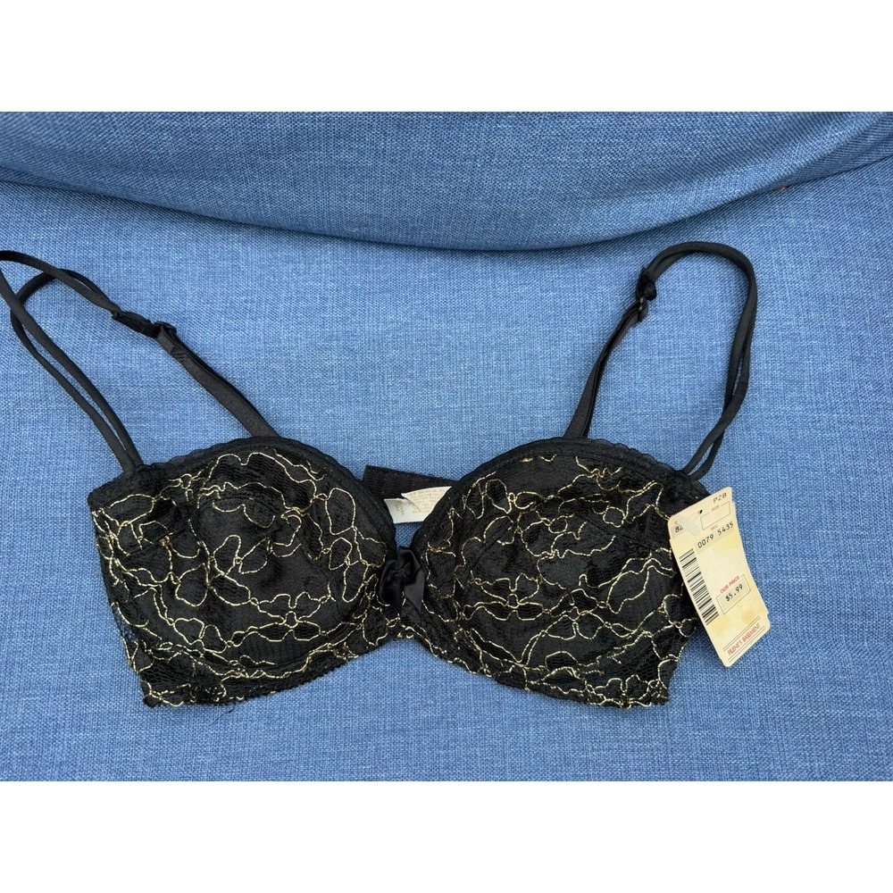 Vtg Victoria Secret Gold Label Size 34B Black Lace underwire bra New w/ tags